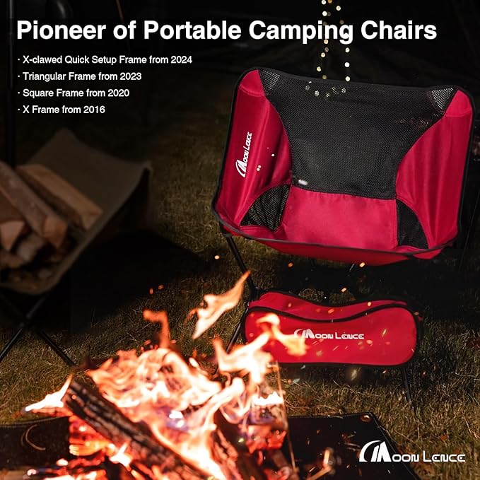 MOON LENCE Portable Camping Chair Backpacking Chair - The 4th Generation Ultralight Folding Chair - Compact Lightweight Foldable Chairs for Hiking Mountaineering Beach (Black-1Pack (Glod-Logo))