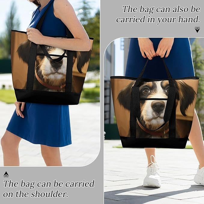 Insulated Shopping BagLarge Reusable Cooler Bags Dog Training Printed Foldable Shopping BagTravel Waterproof Shoulder Bag