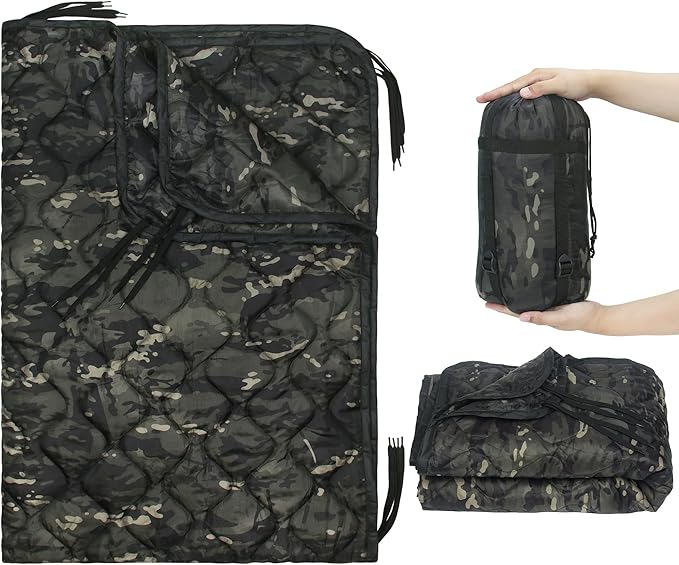 Mirzoyan Woobie Blanket Military Poncho Liner Camo Insulated Camping Woobie Blanket for Outdoor Hiking Survival Hunting