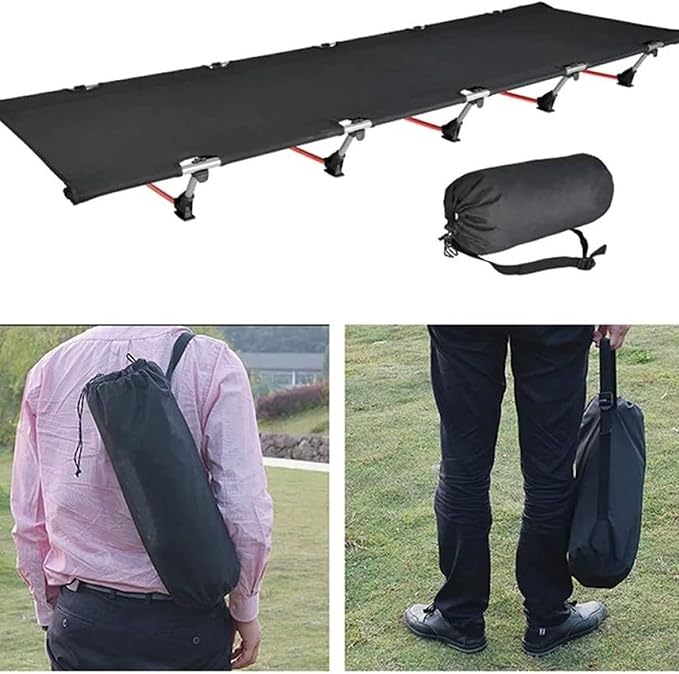 Folding Chair Portable Foldable Camping Cot Single Person Outdoor Bed Bearing Weight Compact for Picnic Camping