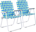 VINGLI Oversized Patio Lawn Chairs Folding 1 Piece Webbed Folding Chair Outdoor Beach Chair Portable Camping Chair for Yard Garden (Blue Oversized)