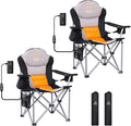 Nice C Heated Camping Chair with Battery Outdoor Sports Heated Chair Heated Camping Chairs for Adults Folding Beach Chair Heavy Duty Cooler Carry Bag 10000mAh Power Bank Included (2 Pack)