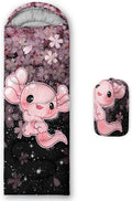 QOOMO Axolotl Cute Camping Sleeping Bags3 Season Warm &amp Cool WeatherLightweightWaterproof Sleeping Bags for Adults &amp KidsTravelingand Outdoors