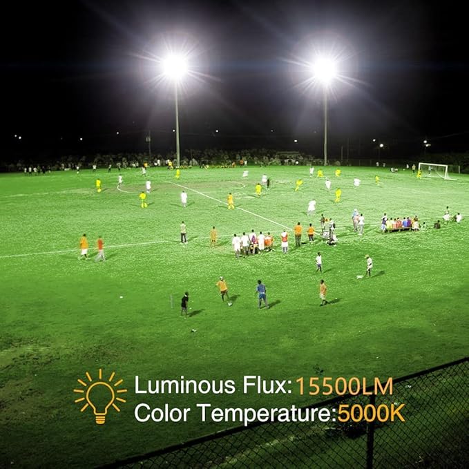 150W LED Flood Light Outdoor2 Pack 15500LM Super Bright Security LightIP66 Waterproof Floodlight5000K Daylight White LED Exterior for Basketball Court Stadium Playground