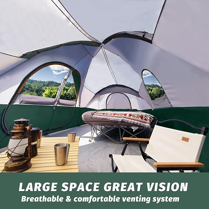 UNP Camping Tent 10-Person-Family Tents Parties Music Festival Tent Big Easy Up 5 Large Mesh Windows Double Layer 2 Room Waterproof Weather Resistant 18ft x 9ft x78in