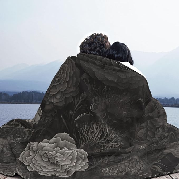 Dark 80x60 Printed Soft Fleece Blanket for Sofa Bed and Camping - Cozy Blanket for Travel Picnics Nighttime Use