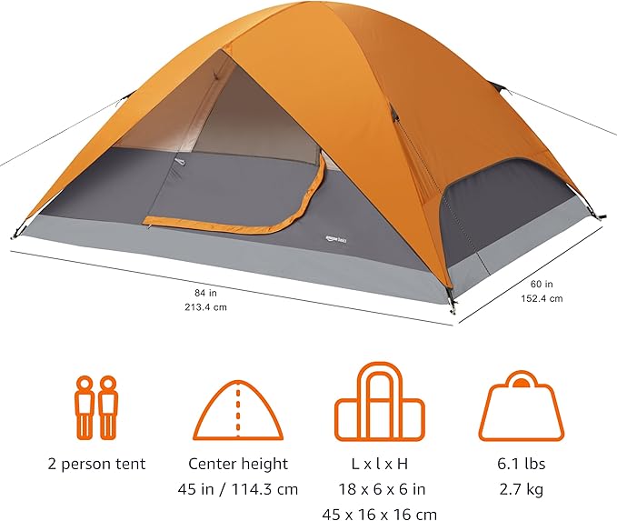 Amazon Basics Camping Tent 3-Season Dome Design with Rainfly