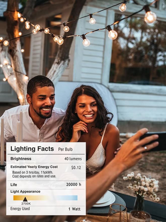 DAMAING Outdoor String Lights 400FT Patio Lights with 208 shatterproof G40 dimmable Globe LED Bulb Waterproof connectable Outdoor Lighting for Backyard Porch Balcony gazobo 4-Pack 100FTBlack