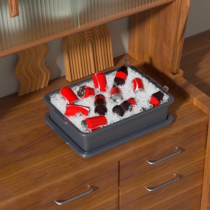 12 Packs Plastic Bus Tub with Lids 13 L Commercial Bus Box Gray