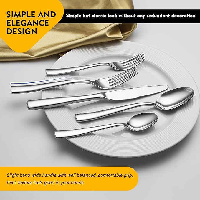 Heavy Duty Silverware Set for 8 EIUBUIE 40 Piece Stainless Steel Flatware Cutlery Set Durable Kitchen Eating Utensils Tableware Sets Including Fork Spoon Knife Sets Mirror Polished Dishwasher Safe