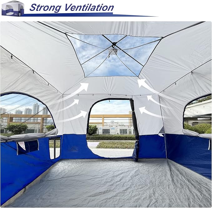 KAMPKEEPER Camping Inner Tent for Pop Up Canopy Converts 10'x10' Straight Leg Canopy into Camping Tent with 1 Dog Hole–Fully Vented Roof(TOP &amp Frame NOT Included) Navy Blue