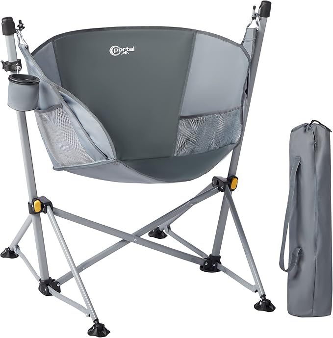 Portal Large Hammock Camping Chair Folding Rocking Chairs Portable Swinging Chair Wide Seat for Outdoor Lawn Patio GardenSupport 350 lbs Grey