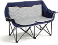 Double Camping Chair Padded Loveseat Camping Couch Oversized 2 Person Camp Chairs with Carry BagHeavy Duty Folding Lawn Chair for Adults Portable Outdoor Folding Sofa for Patio Backyard Blue