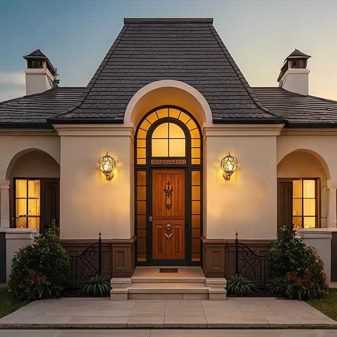 Globe Outdoor Wall Lights Fixtures Anti Rust Gold Sphere Porch Wall LightAluminum Waterproof Outside spherical hardwired Lights for House Patio Porch Backyard Garage Front Door No SensorGeneral