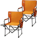 TIMBER RIDGE Aluminum Camping Directors Chair with Side Table Pocket Portable Folding Chair Heavy Duty Lawn Chair for Fishing Trip Picnic Concert Outdoor 400lbs Orange 2 Pack