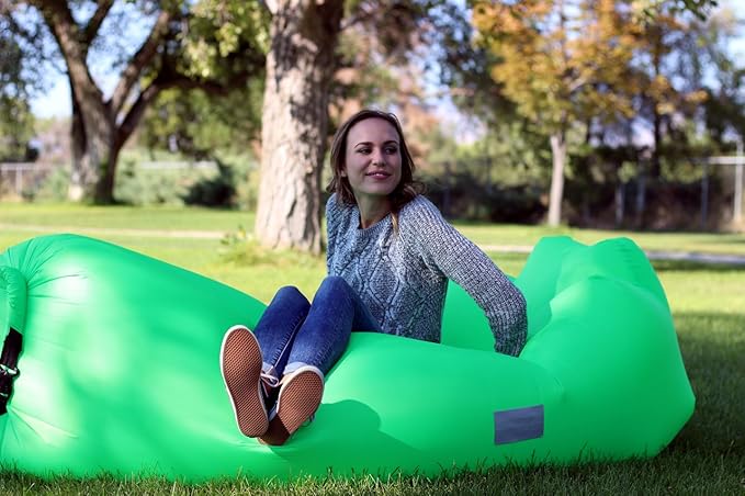 WEKAPO Inflatable Couch Air Lounger Chair - Camping &amp Beach Accessories Portable Blow up Sofa for Hiking Lawn Indoor/Outdoor Movies &amp Music Festivals. Lightweight and Easy to Set Up Air Ham
