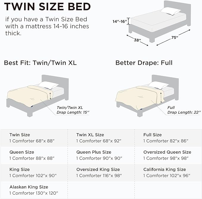 Bedsure Comforter Duvet Insert - Quilted Comforters Twin Size All Season Duvet GentleSoft Down Alternative Bedding Blanket with 8 Tabs Gifts for Women/Men Dark Slate Blue Twin 88 x 68 Inches