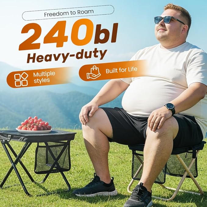 KAMOJI Foldable Backpack Stool 2026 New Compact Ultralight Collapsible Stools for Fishing Hiking Upgrade Lightweight Portable Folding Chair with Storage Bag and Durable Steel Frame (Black Large)