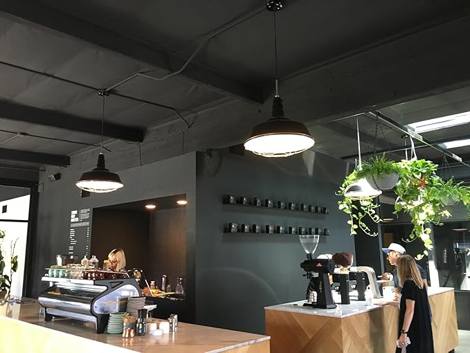 Steel Lighting Co. Manhattan Warehouse Light | Ceiling Mounted Pendant | 20 inch Dome | Flush Mount | Large Steel Barn Light Made in America | Green Exterior/White Interior