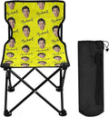 Sinestour Yellow Custom Photo Folding Camping Chair for Teen Child Personalized Name 14.6×14.6in Portable Outdoor Chair with Carry Bag for Beach Picnic Travel