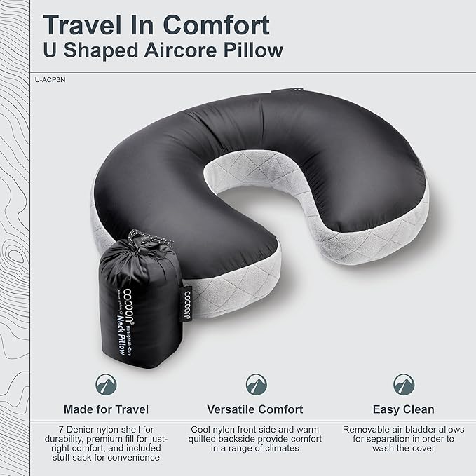 COCOON - Premium - Ergo Aircore Pillow Ultralight - U-Shaped- One Size (Grey)
