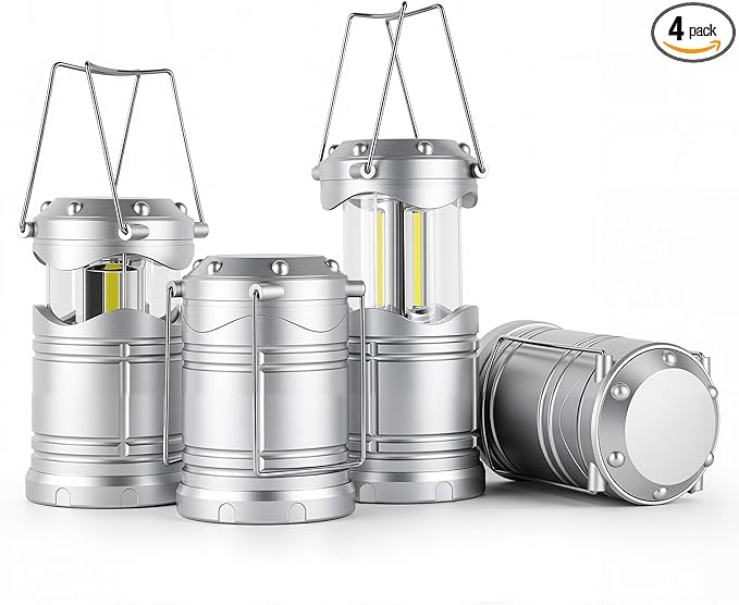 Lichamp LED Camping Lantern 4 Pack Battery Powered Flashlight for Power Outages Portable Collapsible Hanging Light Essential for Home Outdoor Emergency Lamp Survival Kit Gear for Hurricane B4SL