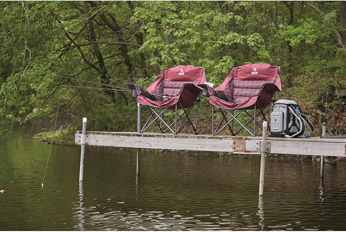 Guide Gear Oversized Extra Large Padded Camping Chair Portable Folding Large Camp Lounge Beach Chairs for Outdoor Adults Men and Women Heavy-Duty 400 Pound Capacity with Cup Holder Green