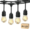 Svater 48 FT Outdoor String Lights 2W Commercial Grade Patio Light with 15 pc Edison Shatterproof Bulbs IP65 Waterproof LED Hanging Lighting for Bistro Cafe Market Outside Backyard Warm White 2700K