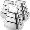 Umigy 12 Pcs Stainless Steel Food Containers 550/850/1400/2400 ml Metal Bento Lunch Box Stainless Steel Food Storage Containers Lockable Clips to Leak Proof Reusable Dishwasher Snack Boxes for Work