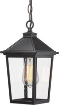 Outdoor Pendant Lights HWH Farmhouse Exterior Hanging Porch Light Outside Hanging Lantern with Height Adjustable Chain Matte Black Finish with Seeded Glass 5HX64H BK