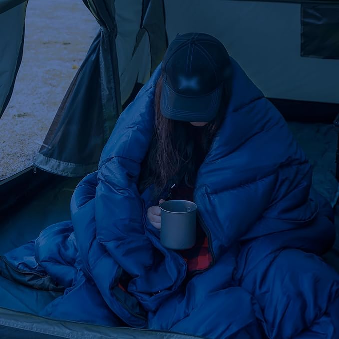 REDCAMP Flannel Sleeping Bag for Adults Comfortable Cotton Sleeping Bags for Camping with Detachable Hood Red/Grey/Blue/Black