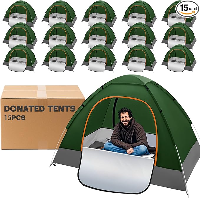 Camping Tents for Homeless Bulk 2 Person Homeless Backpacking Supplies Pop up Adult Waterproof Instant Easy Setup Tent for Hiking Outdoor Travel Camping Donation