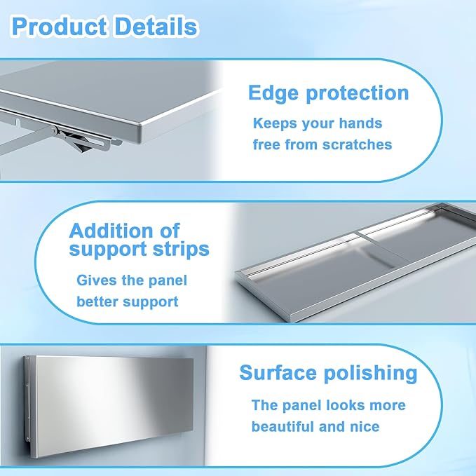 Folding Concession Shelf 36 x 12 Inch Stainless Steel Drop Down Serving Shelf Wall Mounted Folding Shelf for Food Truck Window &amp Concession Stand