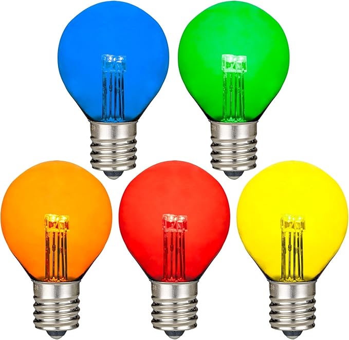 Novelty Lights 25 Pack G30 Glass LED Globe Bulbs String Light Replacement Bulbs E12 Candelabra Base Energy Efficient Outdoor Patio Lighting Multicolor