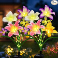 Solar Garden Lights 2 Pack with 8 Lilies Outdoor Decorative Flower Lights for Garden Gift for Family and Friends IP65 Waterproof Flower Solar Outdoor Stake Lights for Yard Patio Lawn Pathway