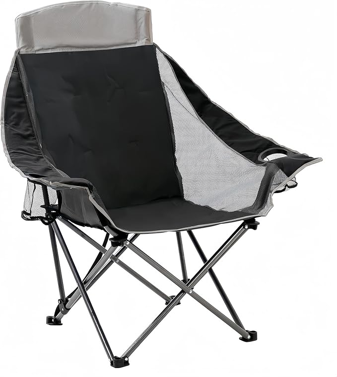 SUNNYFEEL XL Padded Oversized Camping Chair Heavy Duty Folding Camp Chairs w/Cup Holder and Carry Bag Portable Lawn Chairs Foldable Outdoor Sofa for Adults Sports Tailgating BeachRVing
