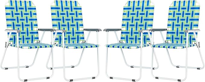 Bonnlo Folding Patio Chairs 1/2/4 Pack Outdoor Webbed Lawn Chairs Portable Camping Beach Chairs for Yard Garden Lawn