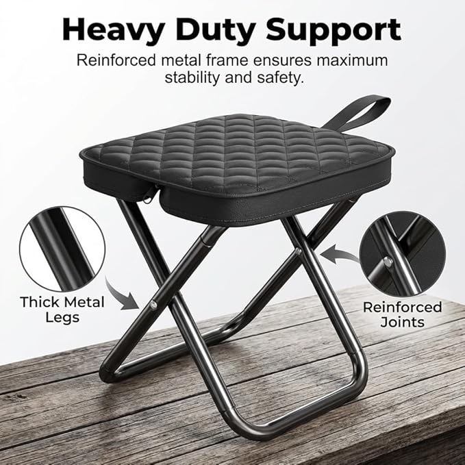 Foldable Backpack Stool Portable Folding Chair for Adults Collapsible Camping Stool with Carry Strap &amp Storage Pouch Heavy Duty Compact Travel Seat for Hiking Fishing Outdoor (Grey)