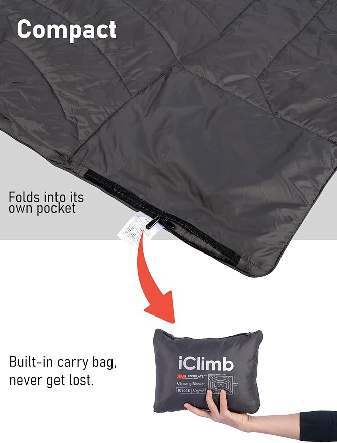 iClimb 3M Thinsulate Insulation Warm Camping Blanket Ultralight Compact