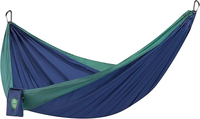 Handcrafted Adventure Parachute Hammock by Yellow Leaf Hammocks - Fits 1-2 PPL 400lb max - Weathersafe Super Strong Easy to Hang Ultrasoft Easy to Pack - Color: Blue and Green