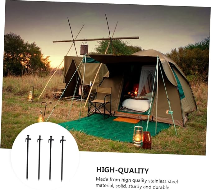 4Pcs Heavy Duty Steel Tent Stakes Multiuse Pegs for Outdoor Camping Awnings and Canopies Durable Construction Portable Design for Camping