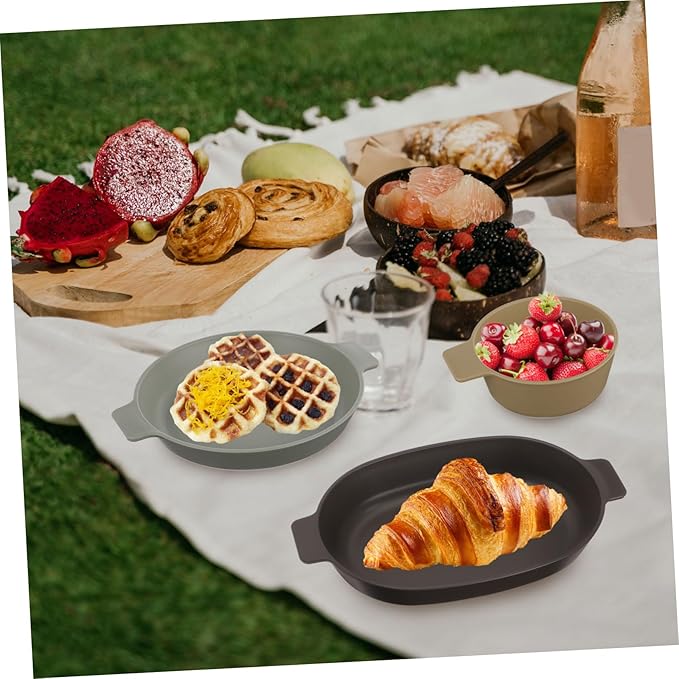 Portable Dish Set Outdoor Camping Bowl Plate Plastic Dinnerware Set Speckled Dinnerware for Dining Table