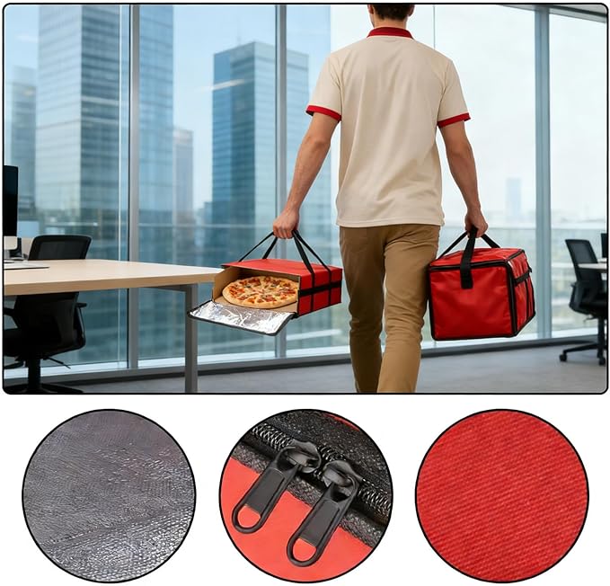 Insulated Pizza Bags for Delivery Doordash (20“x20”x6) &amp 6-Cup Drink Carrier with Handle for DeliveryHot/Cold Insulation for Food