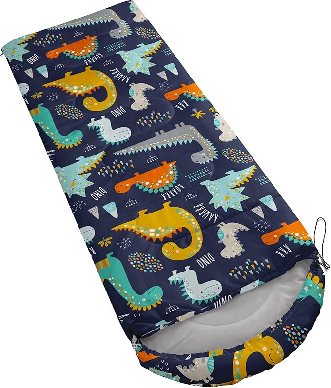 Kids Sleeping Bag for Boys GirlsRocket Moon Print-Lightweight Warm Portable Outdoor Indoor-Waterproof Cold Weather Resistant Sleeping Bag for Camping Hiking