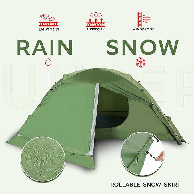 1/2 Person Backpacking Tent for 4-Season - Winter Waterproof Tent for One Person Lightweight Camping Gear for Backpacking Easy Set Up Cold Weather Essentials by Underwood Aggregator