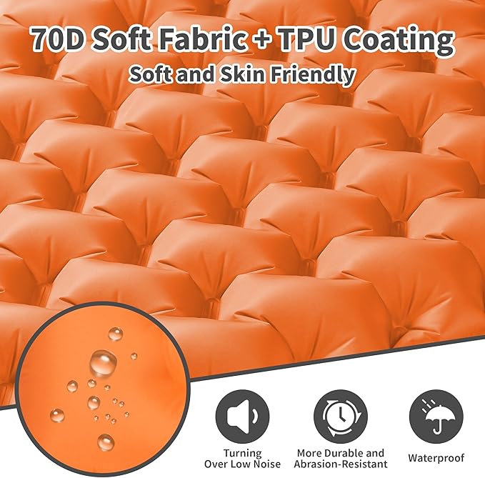 Sleeping Pad for Camping - 4” Thick Inflatable Camping Mat with Built-in Pump &amp Pillow Ultralight Self Inflating Camping pad Backpacking Sleeping Mat for Hiking Tent Traveling