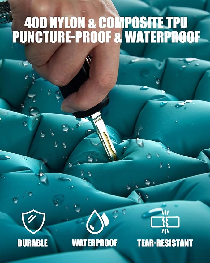 AKSOUL Camping Sleeping Pad with Pillow: Extra Thick 3.9 inch Ultralight Self Inflating Air Mat Compact Lightweight Insulated Inflatable Sleep Mattress for Backpacking Camp Hiking Tent