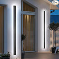 2 Pack 70.9In Outdoor Wall Sconces Black Modern Exterior Wall Light Fixtures for House 3CCT Dimmable lED Long Outside Wall Light for Garage Patio Porch Doorway Stairway