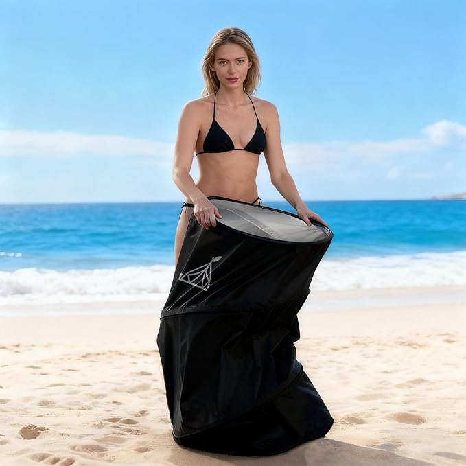Pop up Changing Tent Portable Changing Room Shower Tent Privacy Portable Bathroom Collapsible Emergency Compact Dressing Room Tube with Carry Bag for Camping Beach or Outdoors (Black)