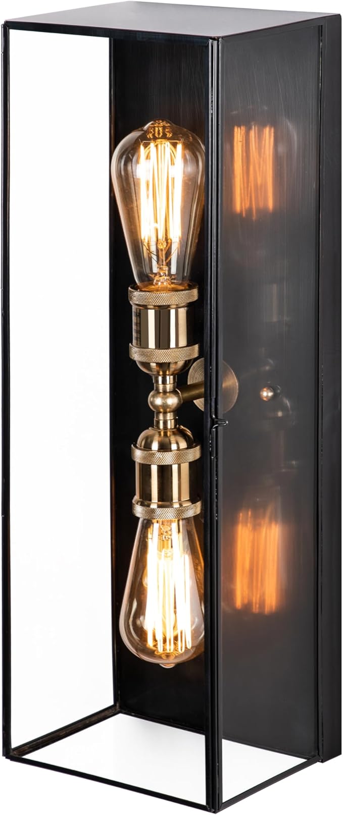 c cattleya Large Size 2-Light 7in.x 20in. Brass Modern Outdoor Wall Lantern with Clear Tempered Glass for Patio Door Front Porch Garage Light Fixture